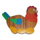 Puzzle poule en bois 4 pièces