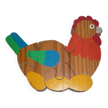 4 piece wooden hen puzzle