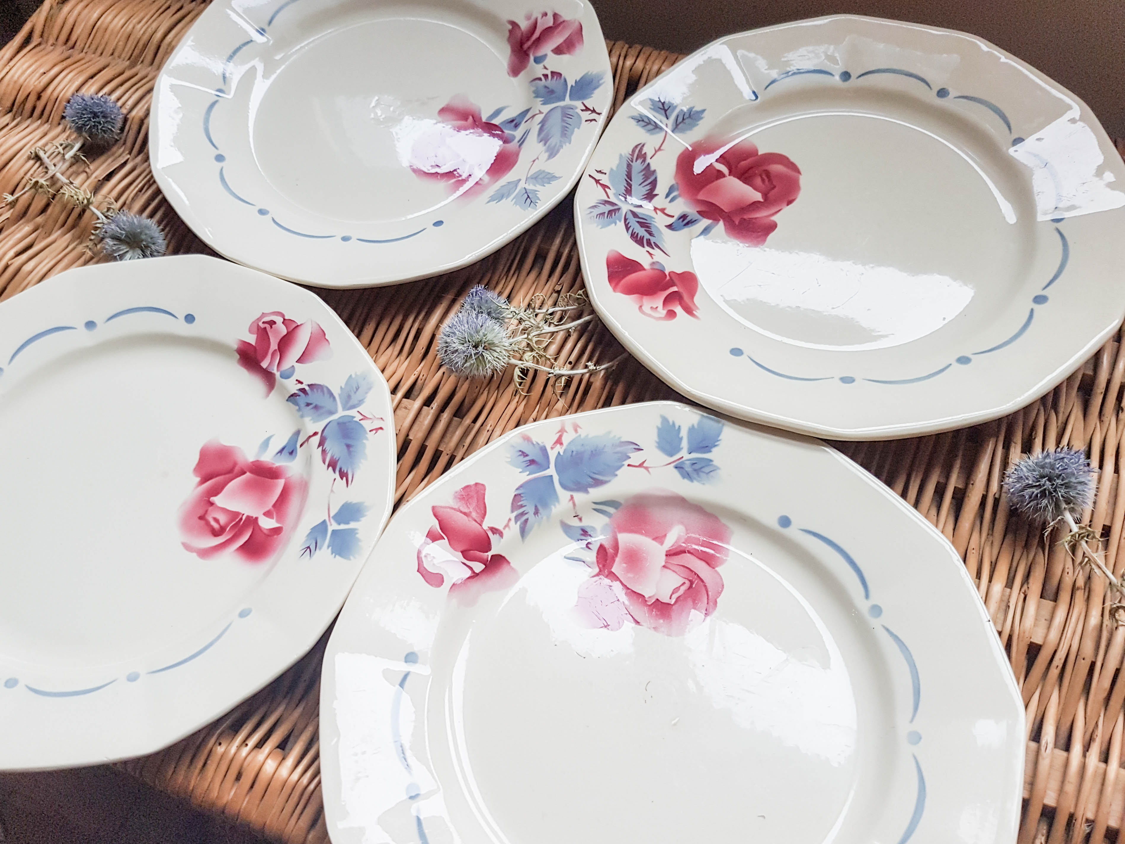 Lot de 4 assiettes plates "boulogne" Digoin Sarreguemines