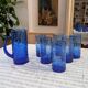 Service of blue blown glass lemonade, dotted pattern.