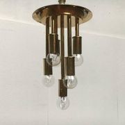 Large glass and brass planet ball pendant lamp from the mid-century German space age, 1960s.