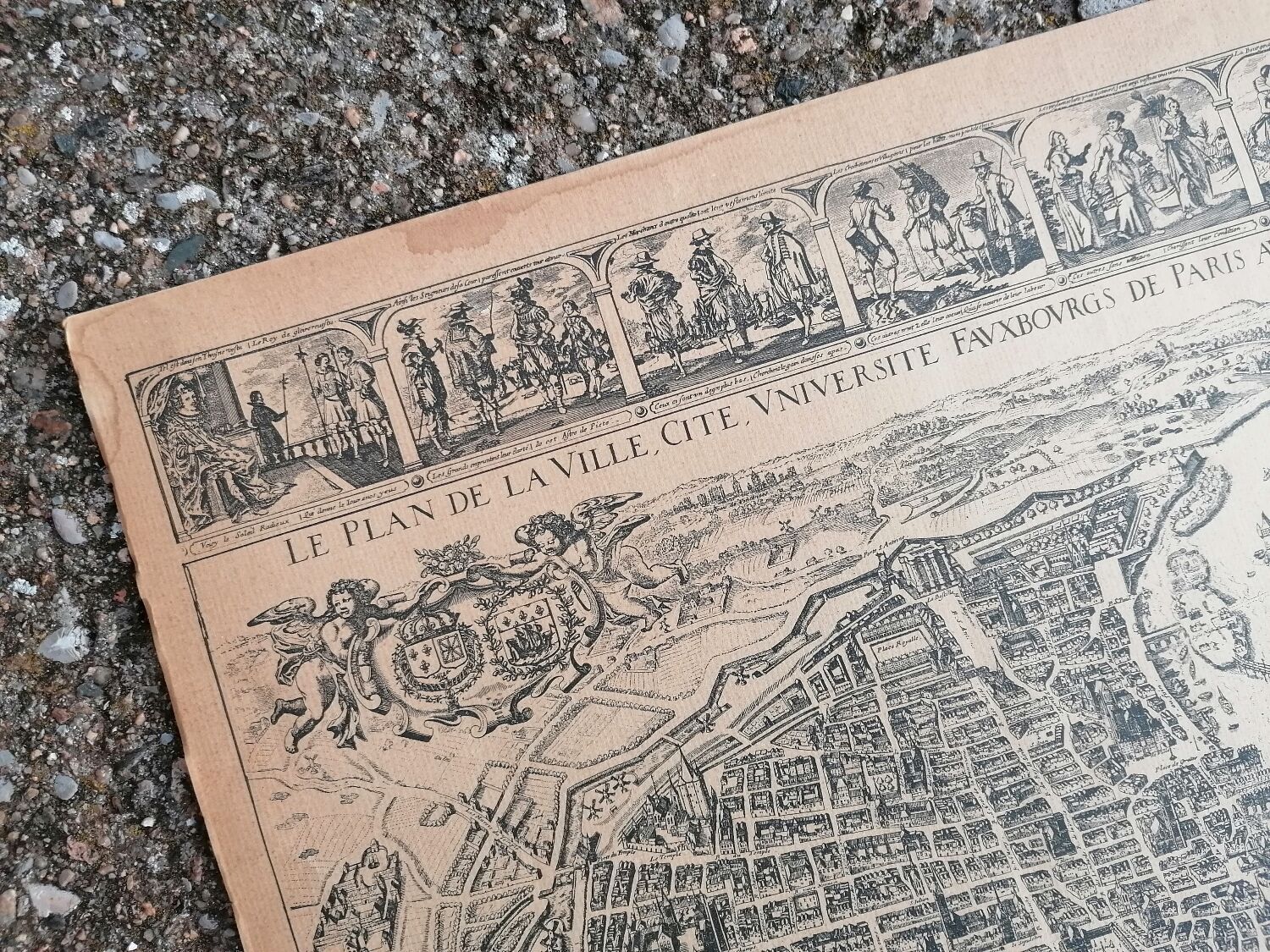 Old map of Paris by Melchior Tavernier