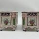 Pair of onion pots Samson 19th century Polychrome earthenware Strasbourg style Antique cache pots