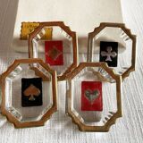 Coffret de 4 cendriers de bridge anciens – porcelaine/céramique