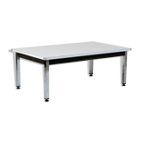 Coffee table chrome steel base, white melaminate top. France, circa 1970.