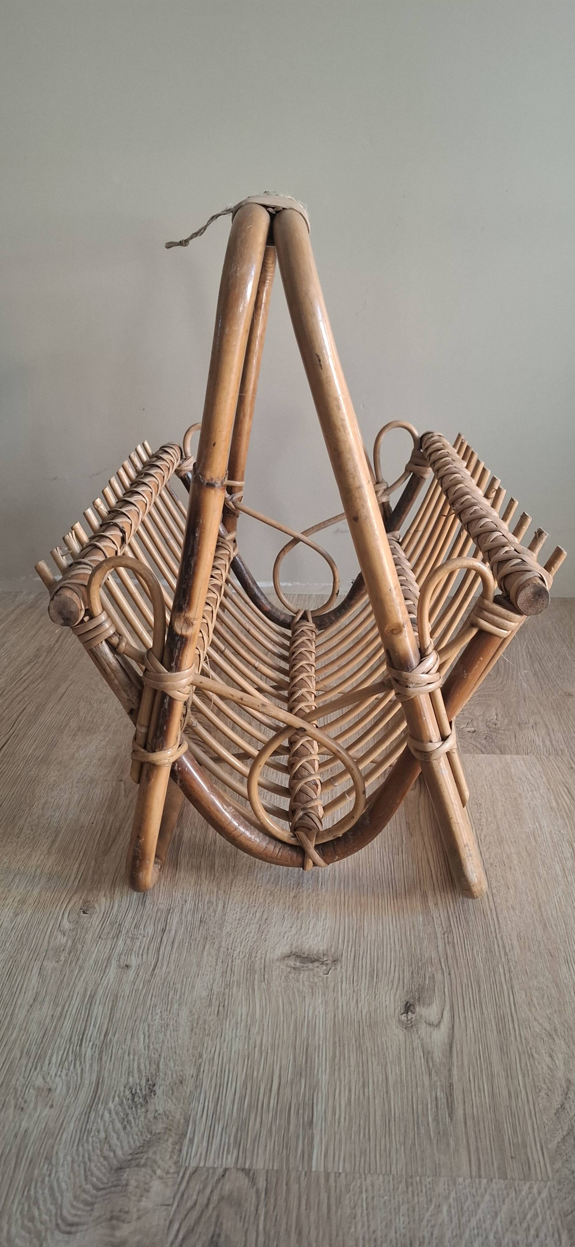 Rattan magazine rack