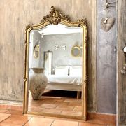 Antique gilded Louis XV pediment mirror