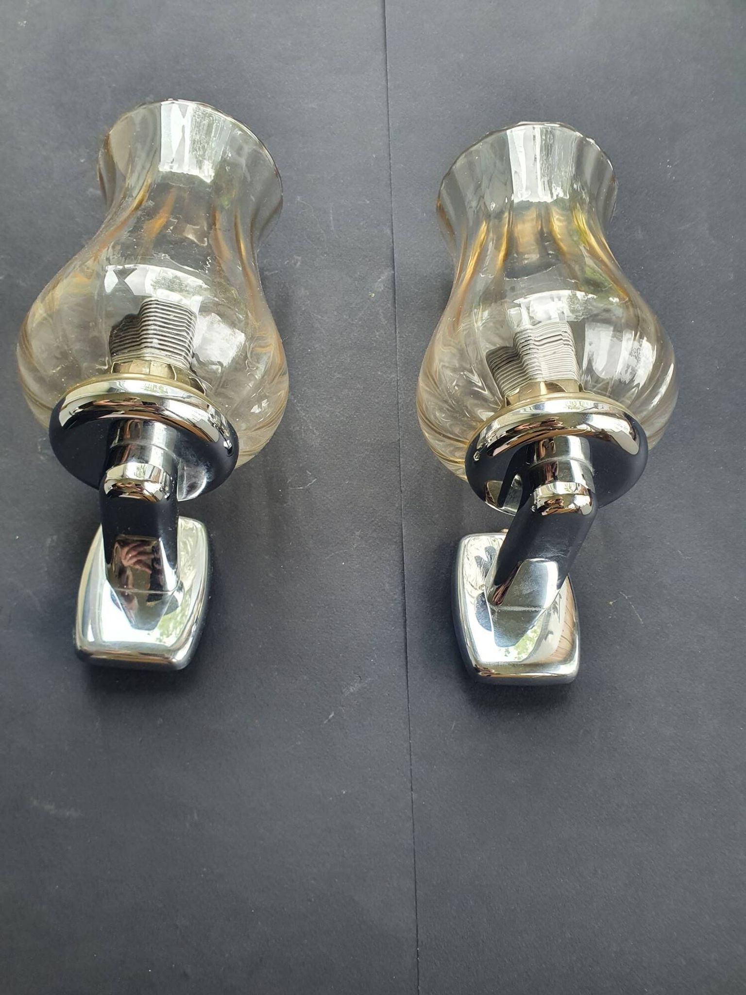 Pair of vintage chrome wall sconces