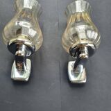 Pair of vintage chrome wall sconces