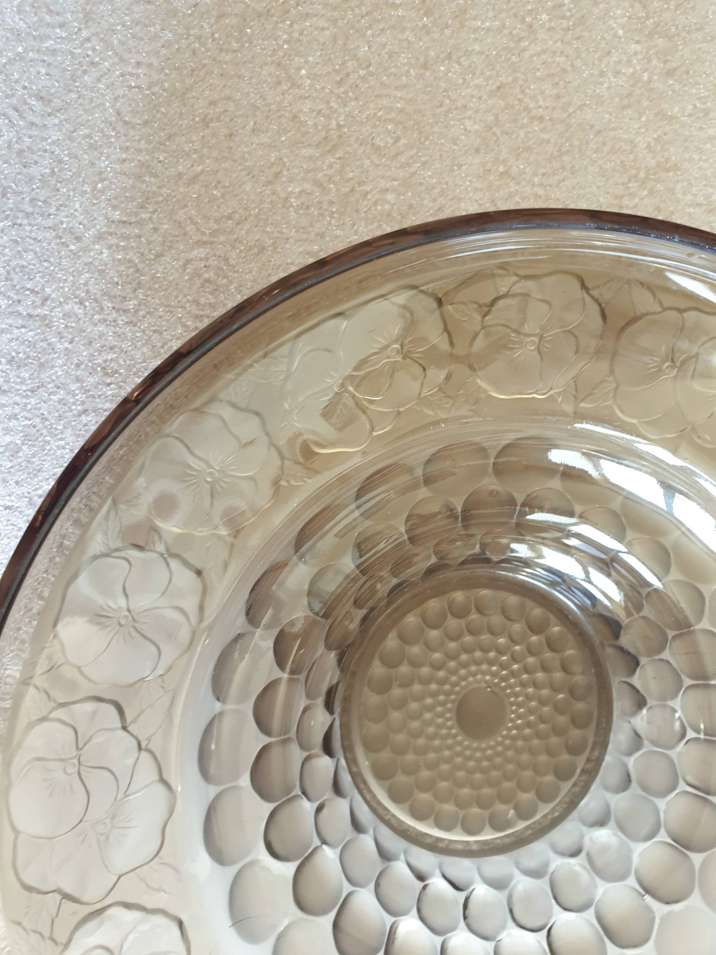 Art Deco fruit bowl circa 1930 in brown smoked glass