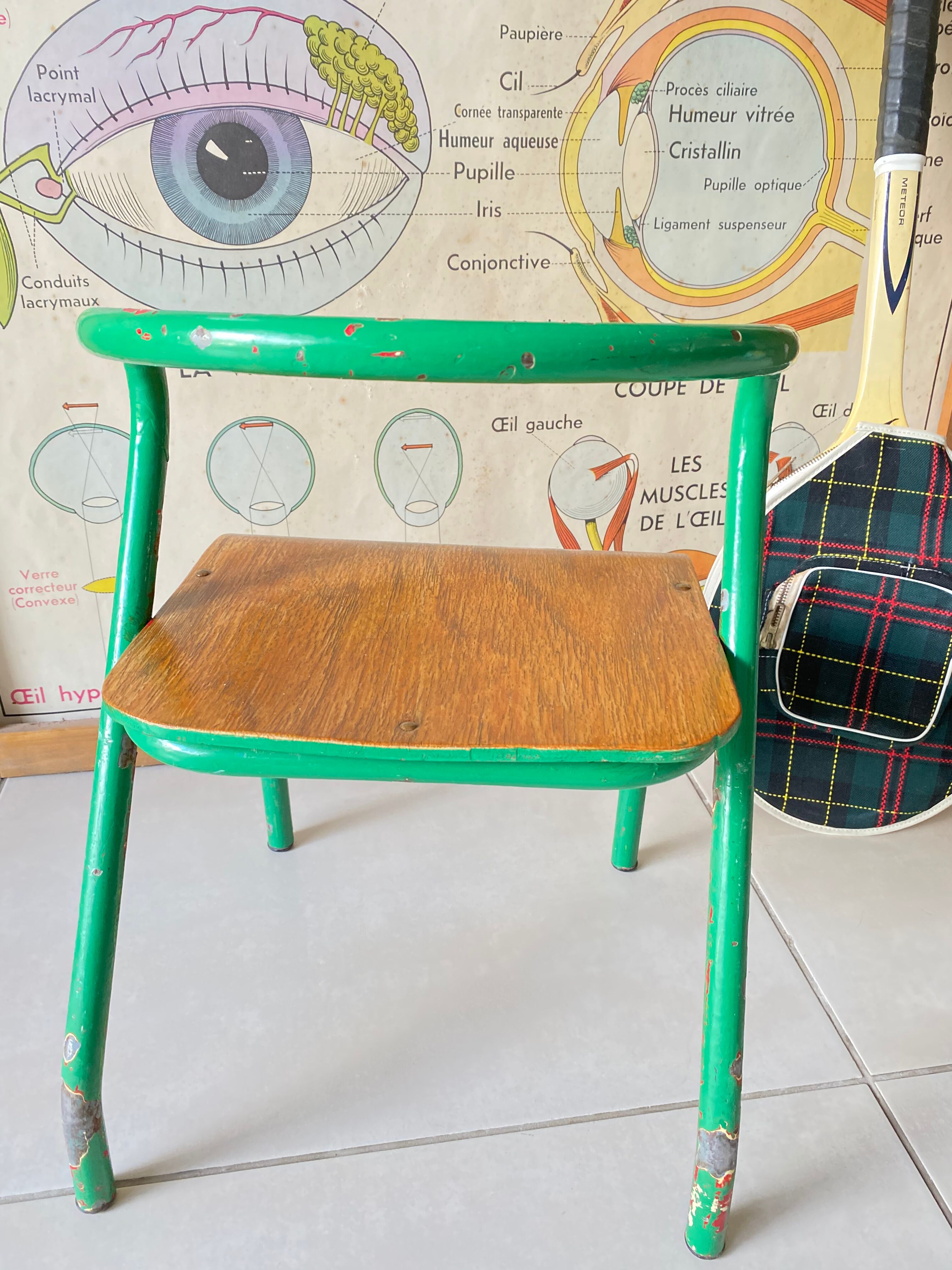 Vintage child school chair Jacques Hitier