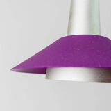 Purple Silver Green Multicolor Metal Ceiling Lamp – 1980s Postmodern Memphis, Striped Cable