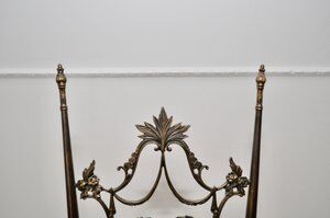 Hollywood regency style brass & velvet chiavarine side chairs, set of 2