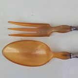 Sterling silver and horn salad servers