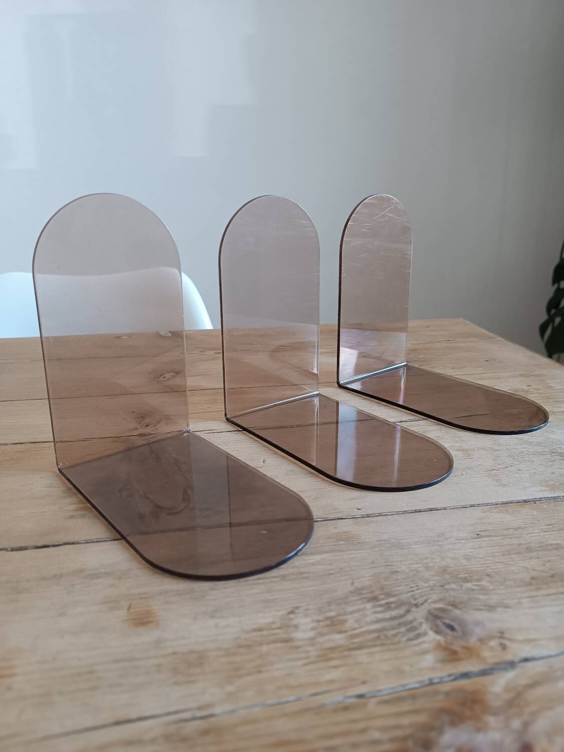 Smoked plexiglass bookend 1970