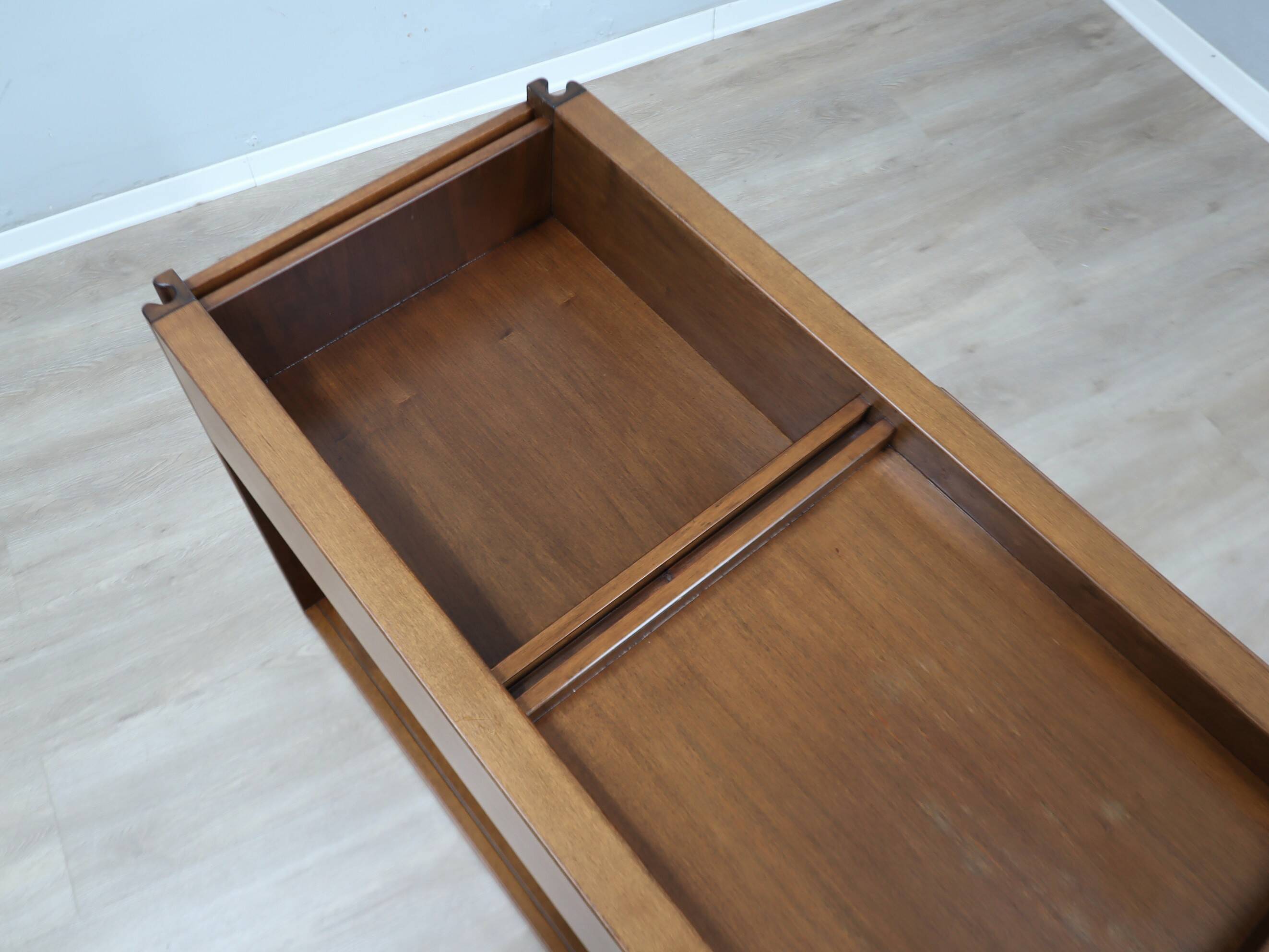 Angelo Mangiarotti for Molteni 4D Series solid wood Bar Cart 1970s