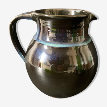 Blue earthenware pitcher