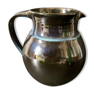 Blue earthenware pitcher