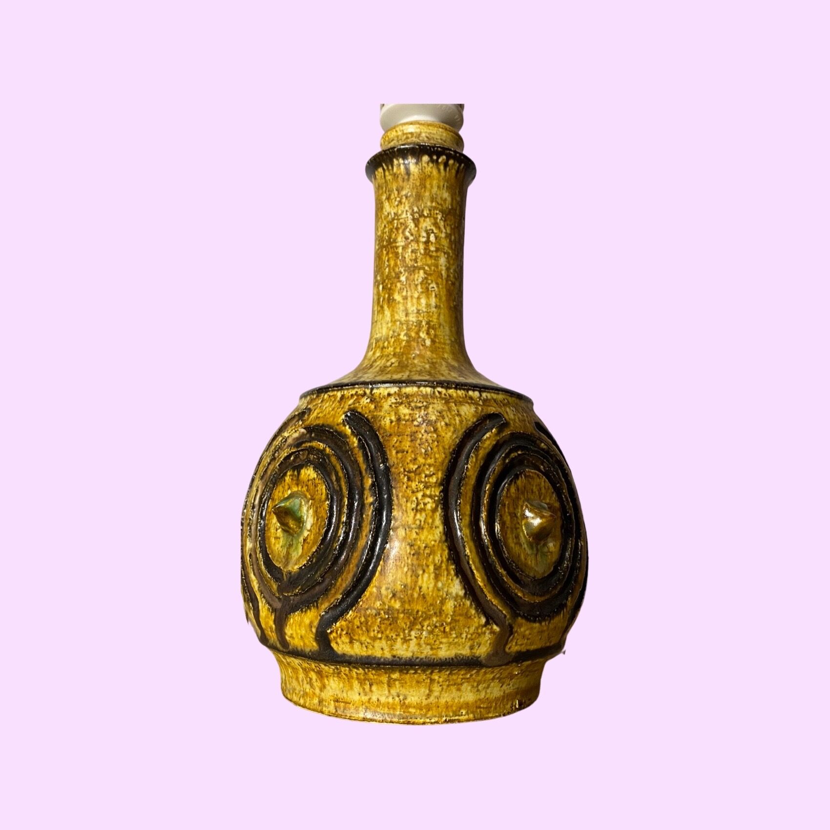 Unique helleroe table lamp - danish pottery artist - handmade in denmark - vintage ceramic light