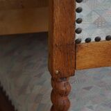 English-style baroque chair with twisted legs in elm, 1920s.