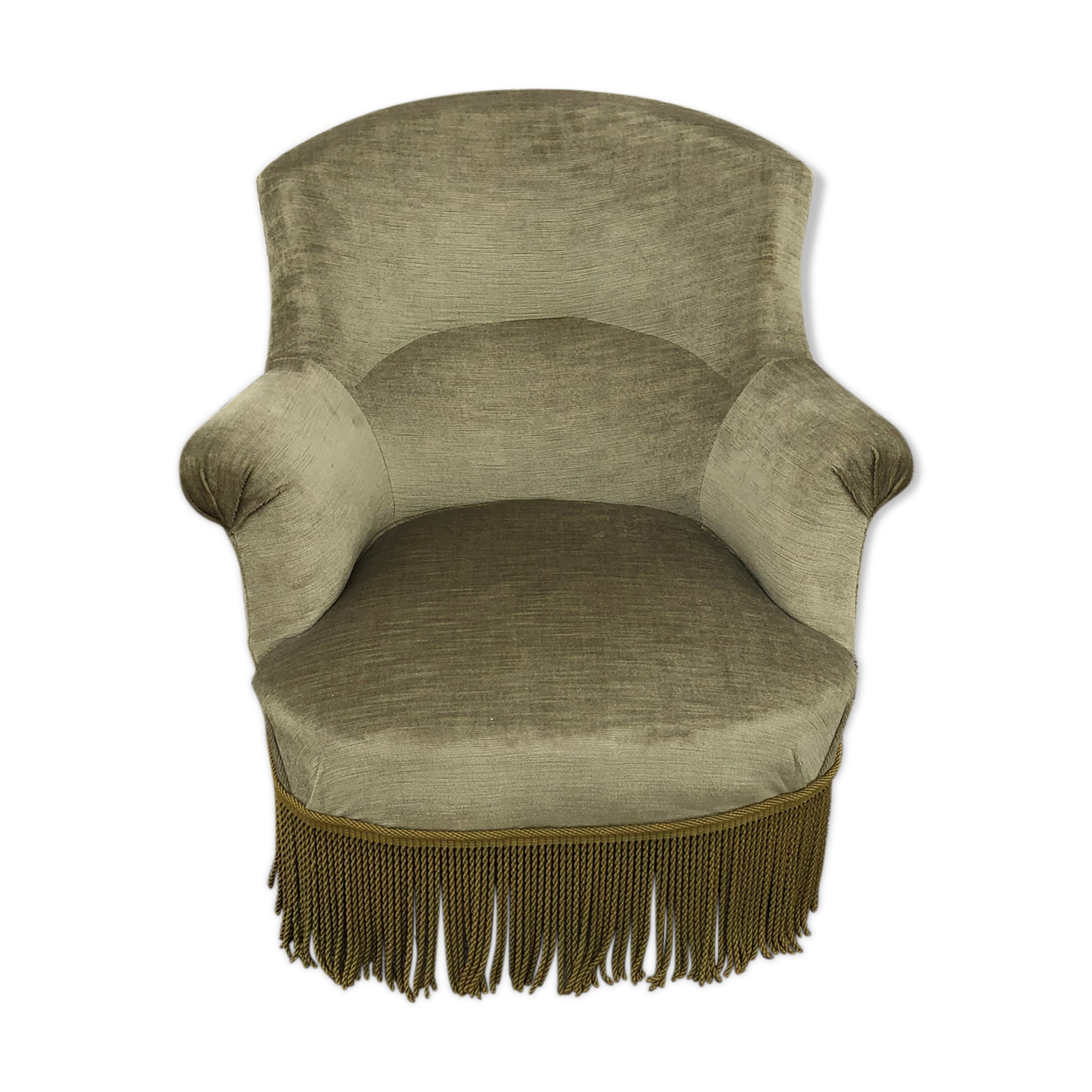 Green velvet toad armchair