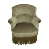 Green velvet toad armchair