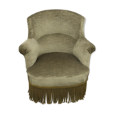 Green velvet toad armchair