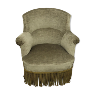 Green velvet toad armchair