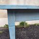 Antique table with spindle legs, patinated in celadon blue – solid wood – 19