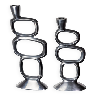 Pair of circle candlesticks by Matthew Hilton, England, 1980
