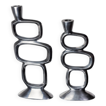 Paire de bougeoirs cercles par Matthew Hilton, Angleterre, 1980