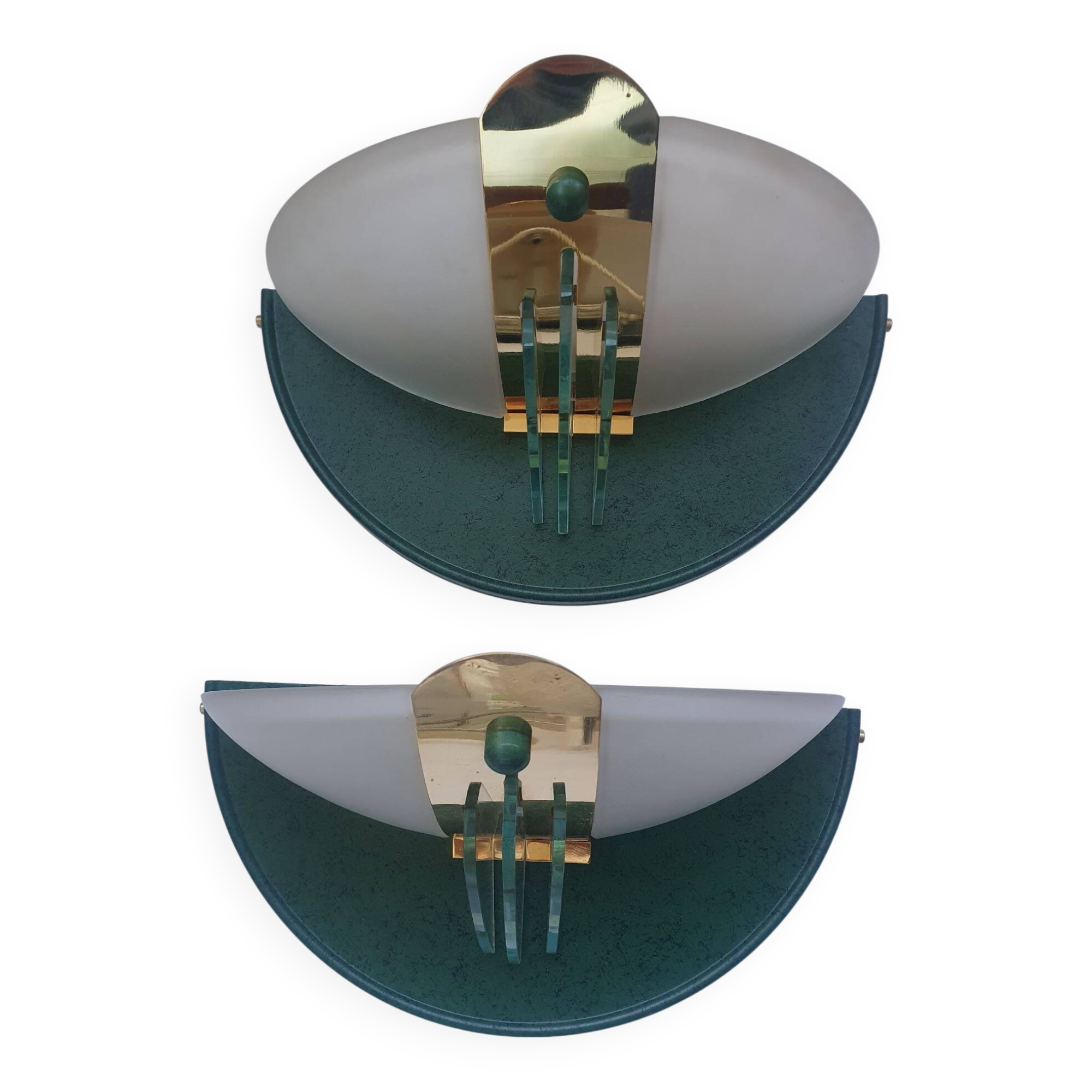 Pair of vintage gold half-moon wall sconces