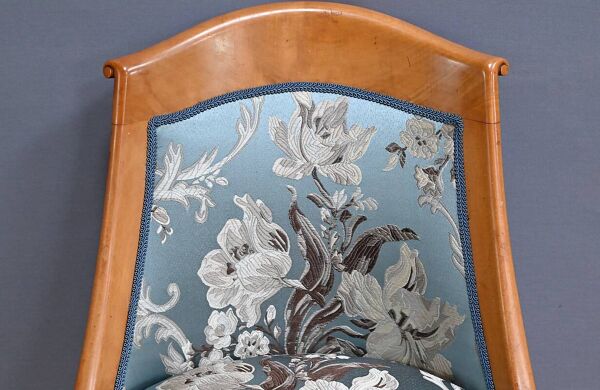 Chaise Gondole en Merisier et Érable moucheté, style Charles X – Milieu XXe