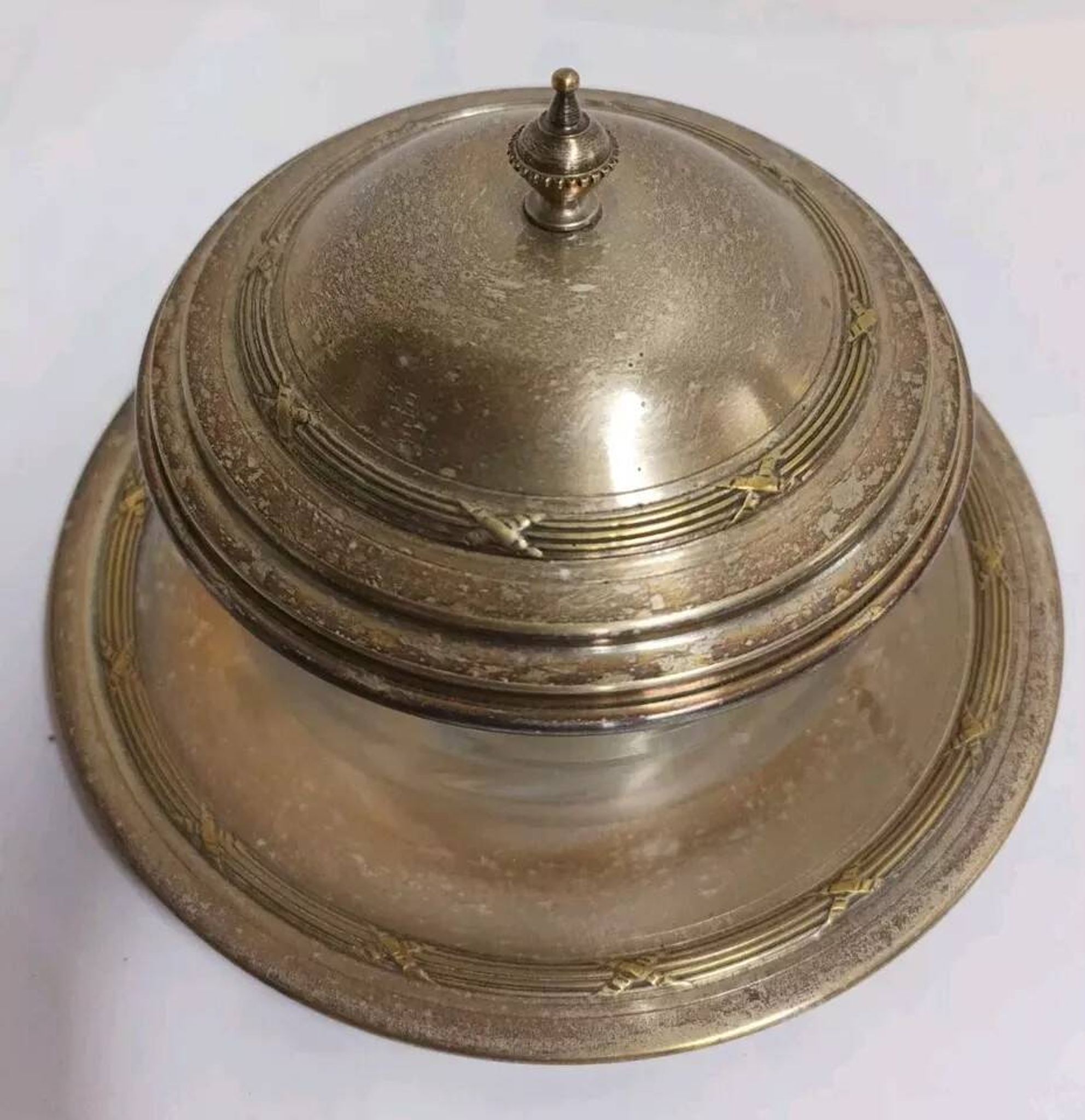 Glass and Brass Candy Dish with Bowl
