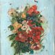 Tableau huile sur panneau bouquet début XXeme.