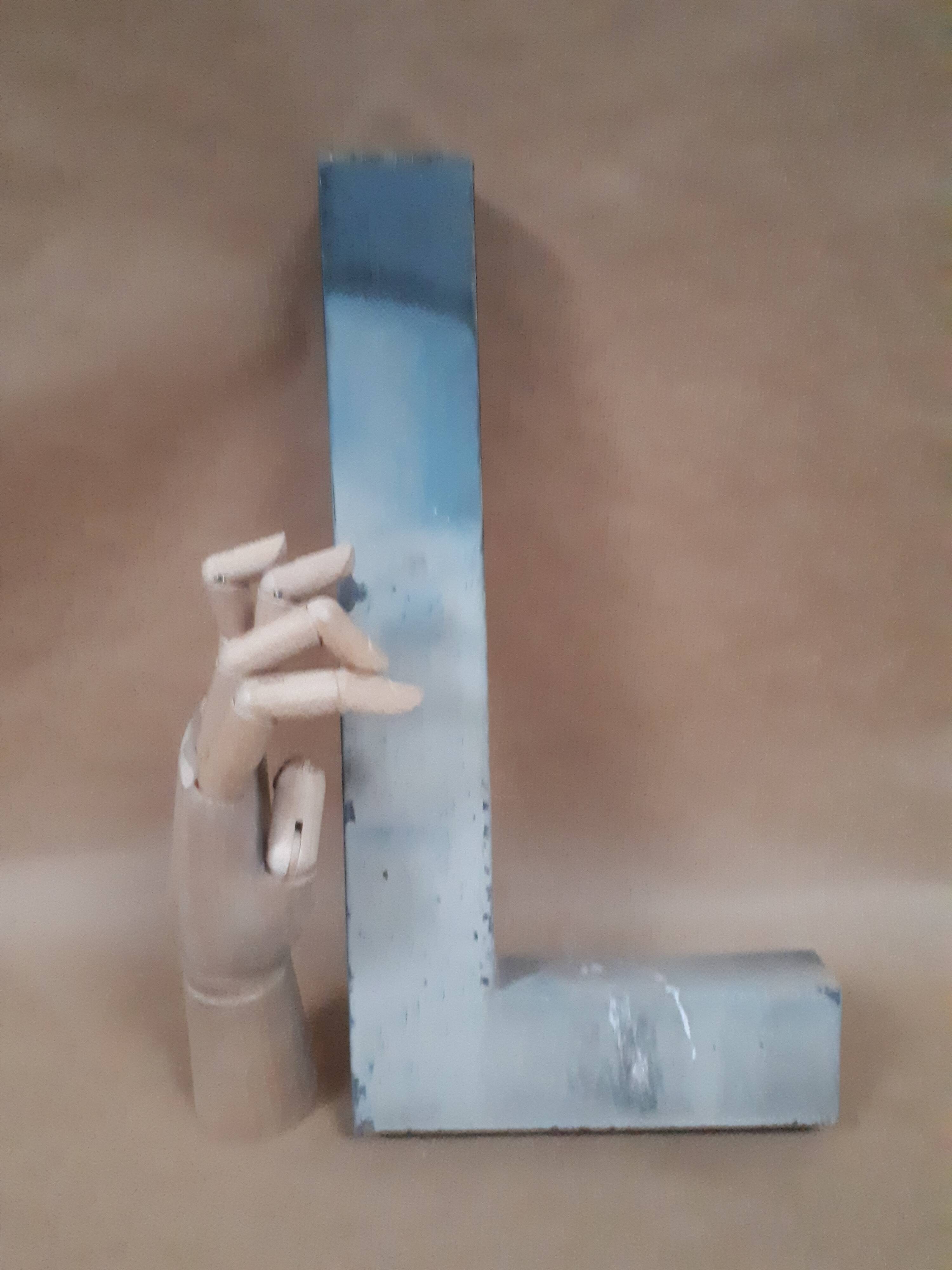 sign letter L metal zinc vintage 1950 1960