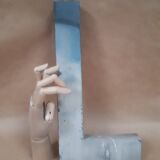 sign letter L metal zinc vintage 1950 1960