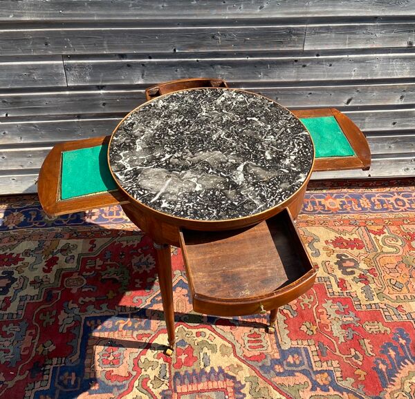 Table bouillotte en noyer d’époque directoire XVIII eme siècle