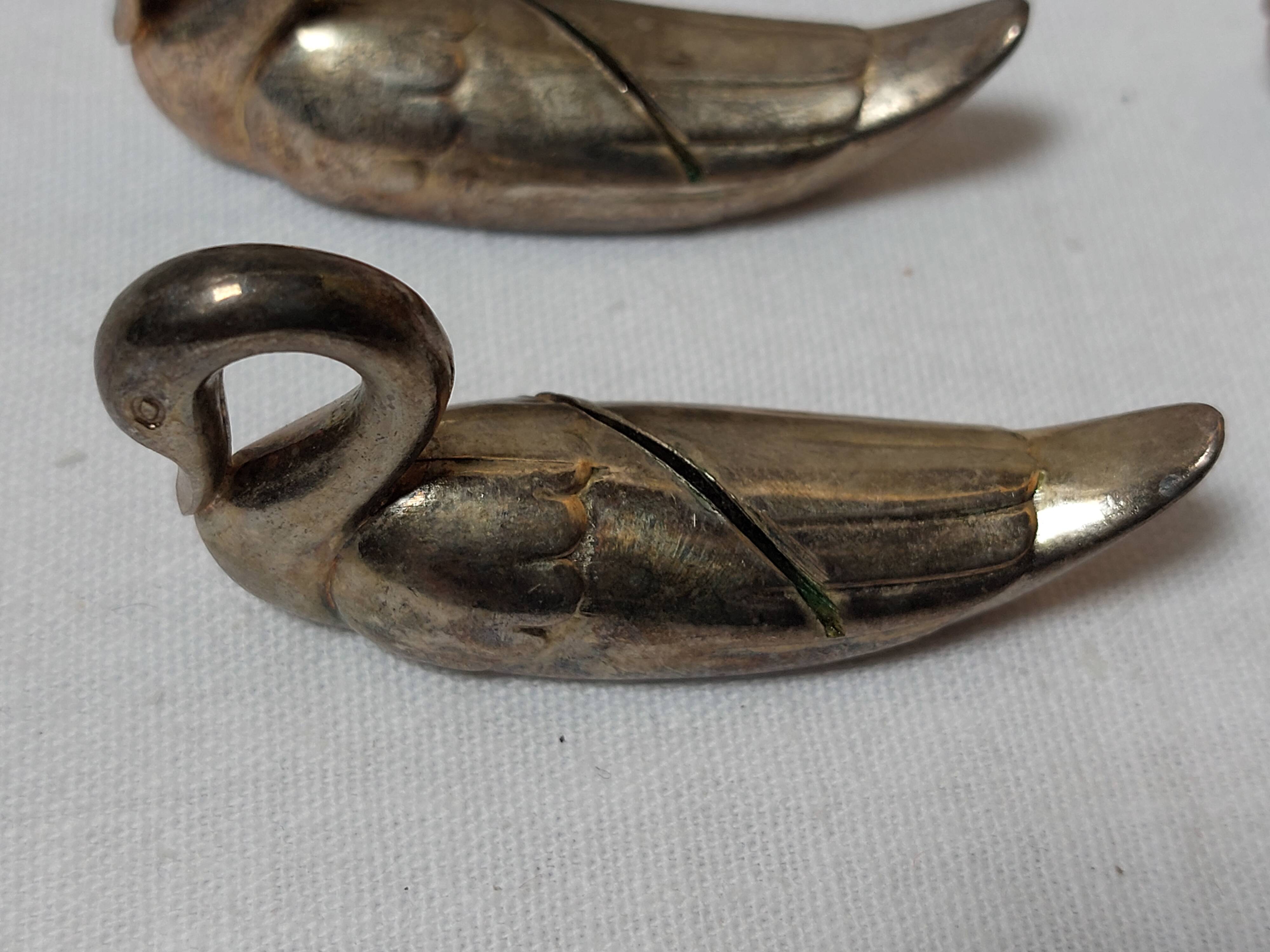 set de 12 porte-noms ou porte-menus de table en forme de canard / cygne - Vintage