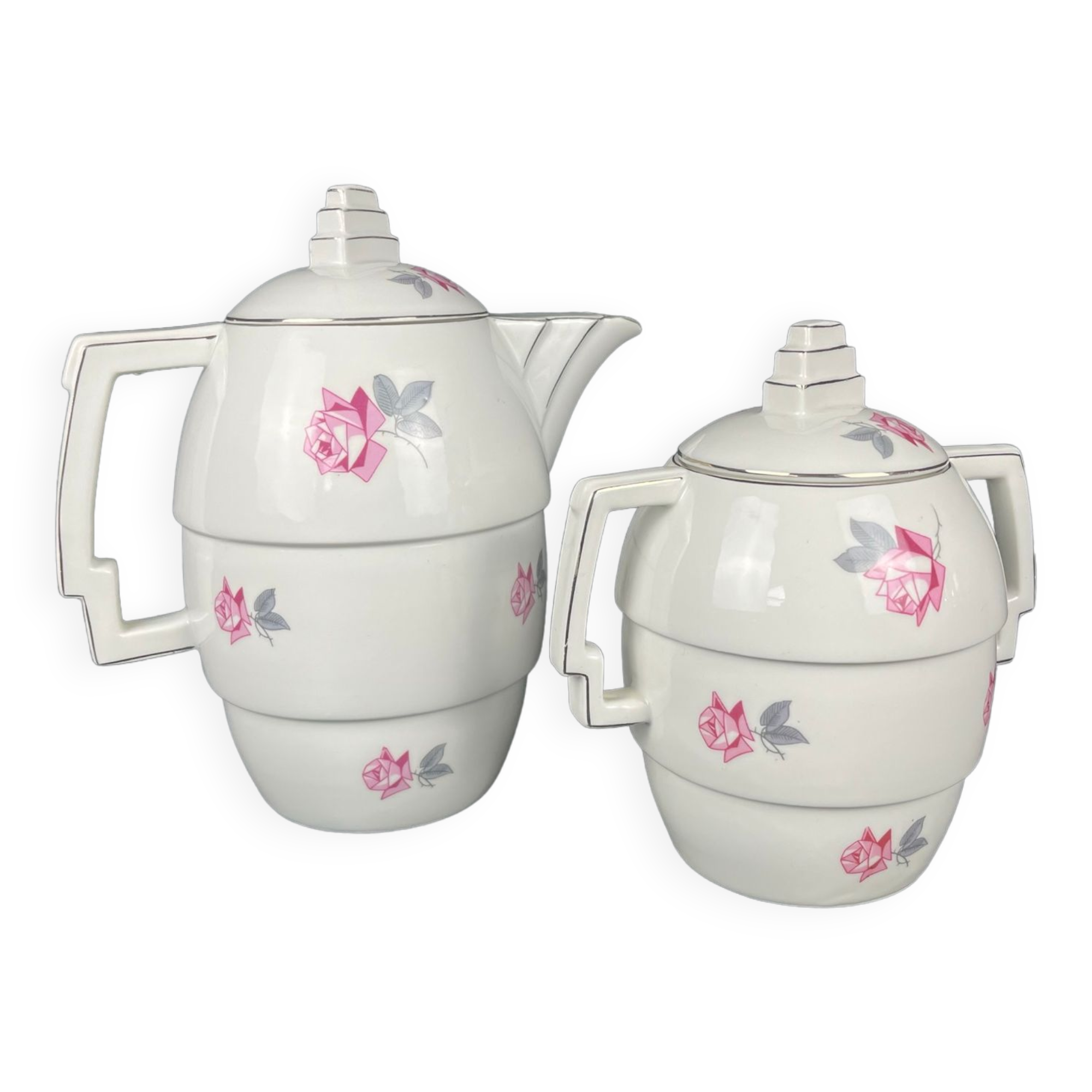 Cafetière et sucrier art déco en porcelaine vers 1930