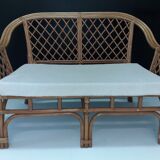 Wicker bench and rattan