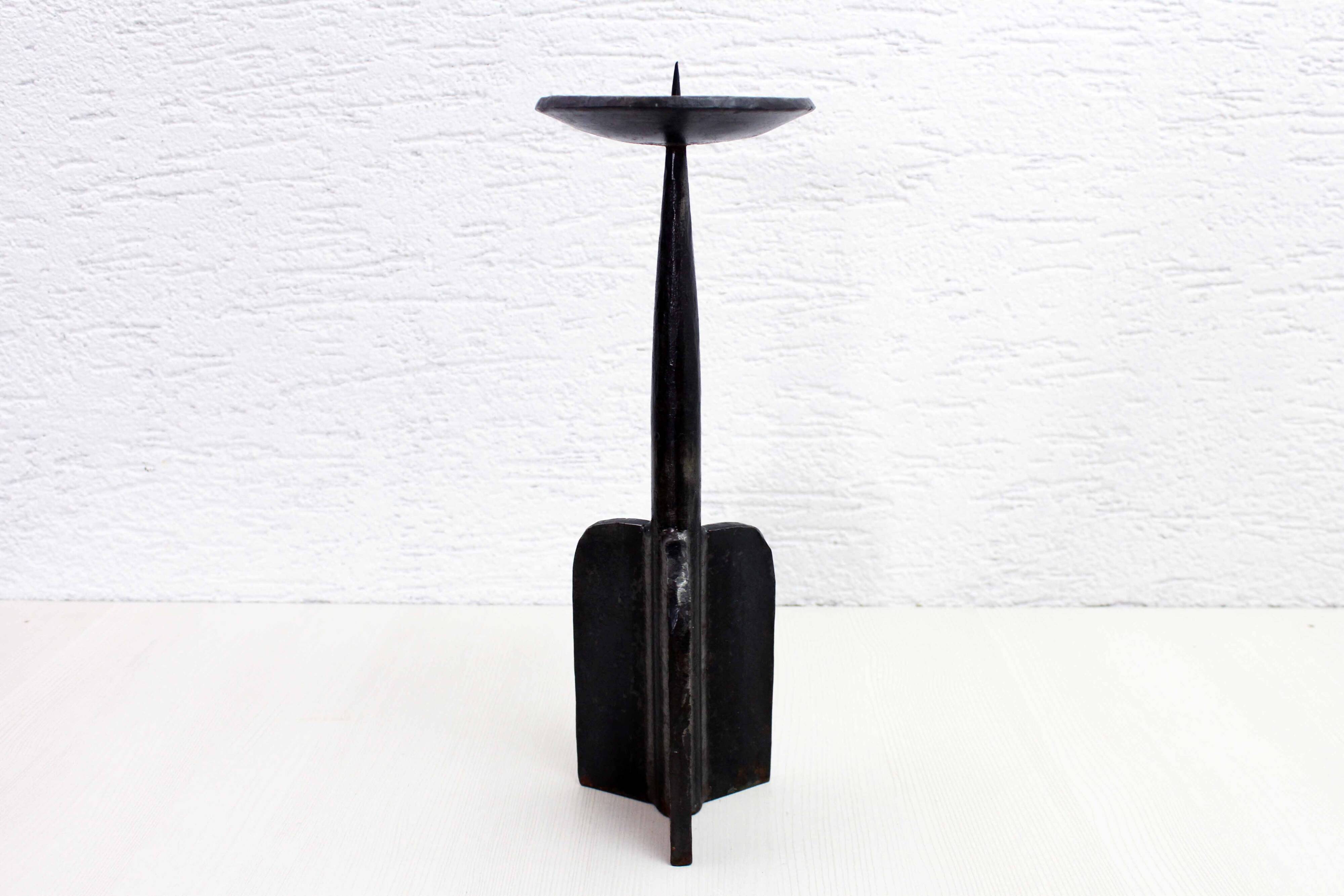 Brutalist metal candle holder