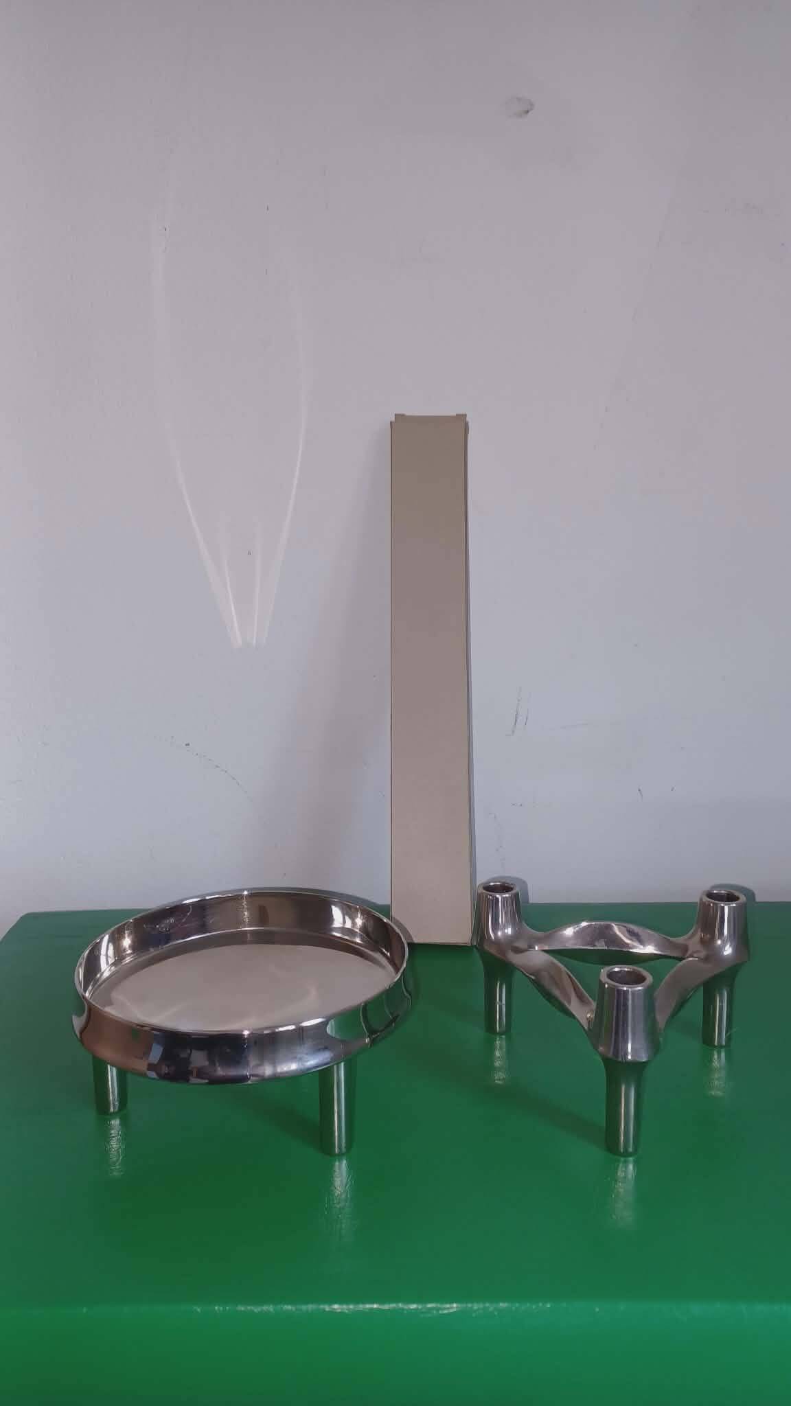 Set - candleholders and shell designed by Fritz Nagel and Caesar Stoffi.