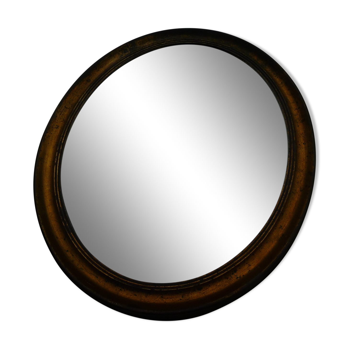 Miroir ovale ancien cadre en bois doré 45x35cm