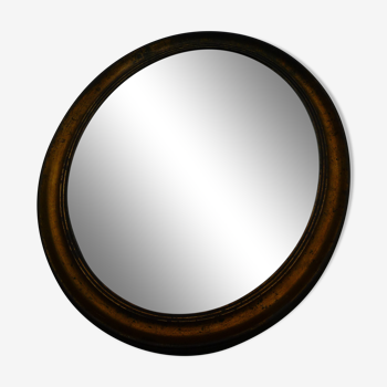 Miroir ovale ancien cadre en bois doré 45x35cm