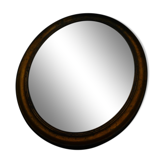 Old oval mirror, gilded wooden frame 45x35cm