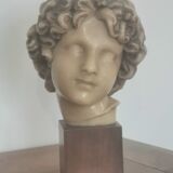 Wax head on “art deco” wooden base