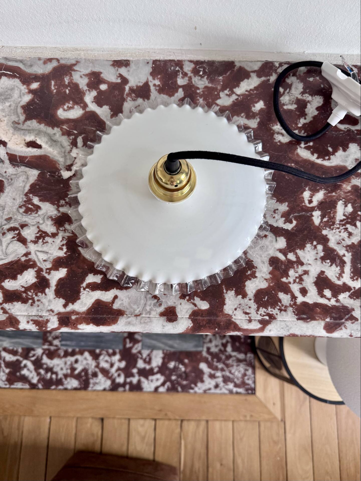 White opaline ceiling pendant light