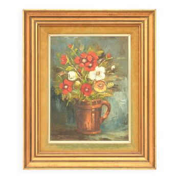 Huile sur toile "Bouquet de fleurs"