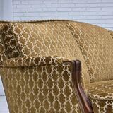 1950s, Danish 3-seater sofa, furniture velour, carved ash wood.